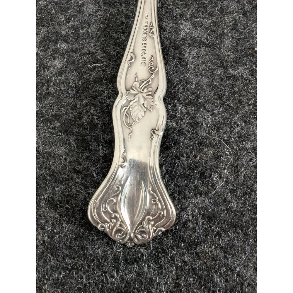 1847 Rogers Bros Silverplate Cocktail Fork 3-Tine 1904 Vintage Grape Floral 6 In